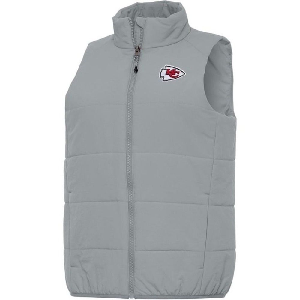 Kansas City Chiefs Women's Medium Antigua Gray Puffer Vest NFL - New